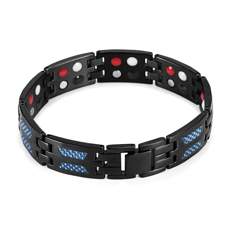 Titan Carbon – Pulseira / Bracelete Magnético em aço titânio e fibra de carbono