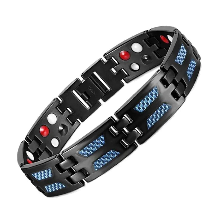 Titan Carbon – Pulseira / Bracelete Magnético em aço titânio e fibra de carbono