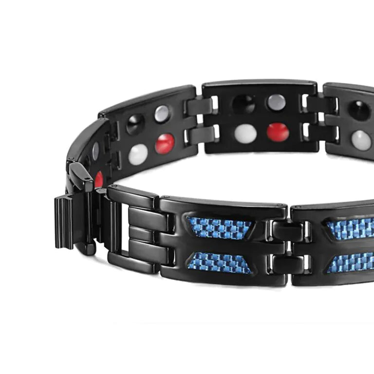 Titan Carbon – Pulseira / Bracelete Magnético em aço titânio e fibra de carbono