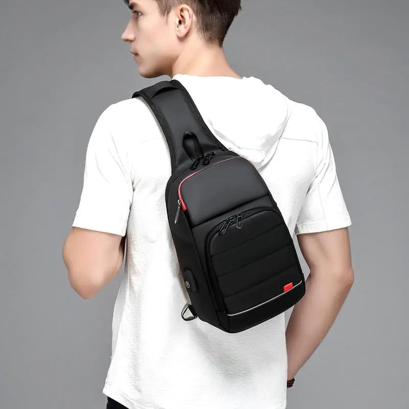 Mochila de Ombro Masculina, À Prova d’água e com Carregamento USB